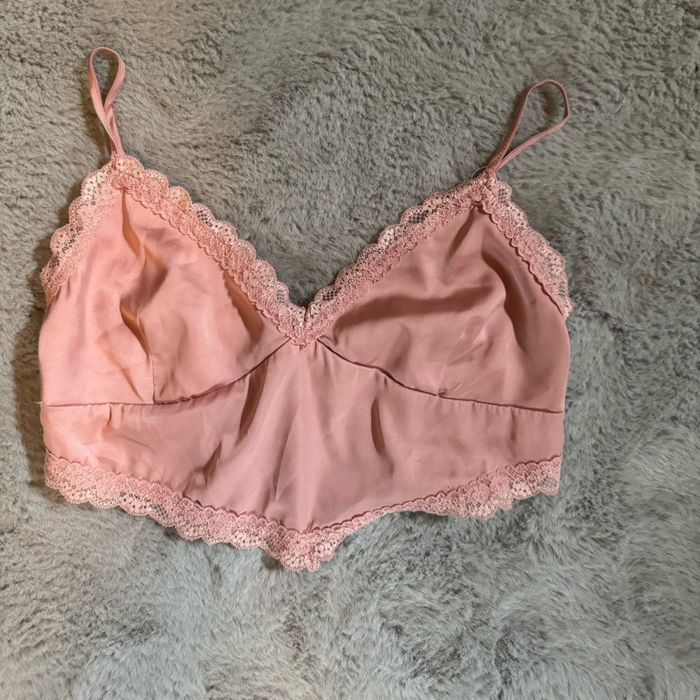 GARAGE pink silk crop top